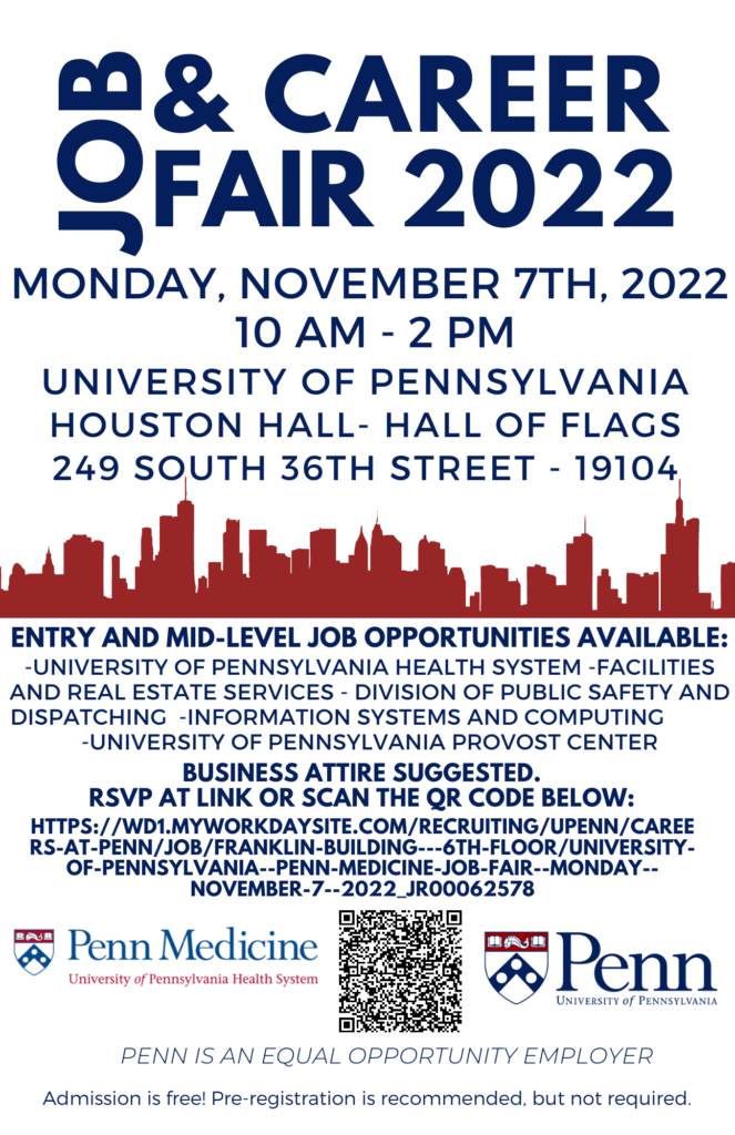 Job Fair Flyer University of Pennsylvania Nov 2022